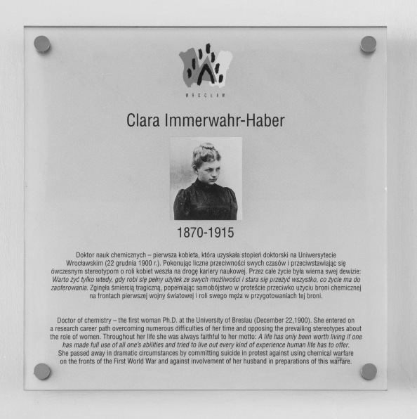 Tablica pamiątkowa Clary Immerwahr-Haber na budynku Uniwersytetu Wrocławskiego